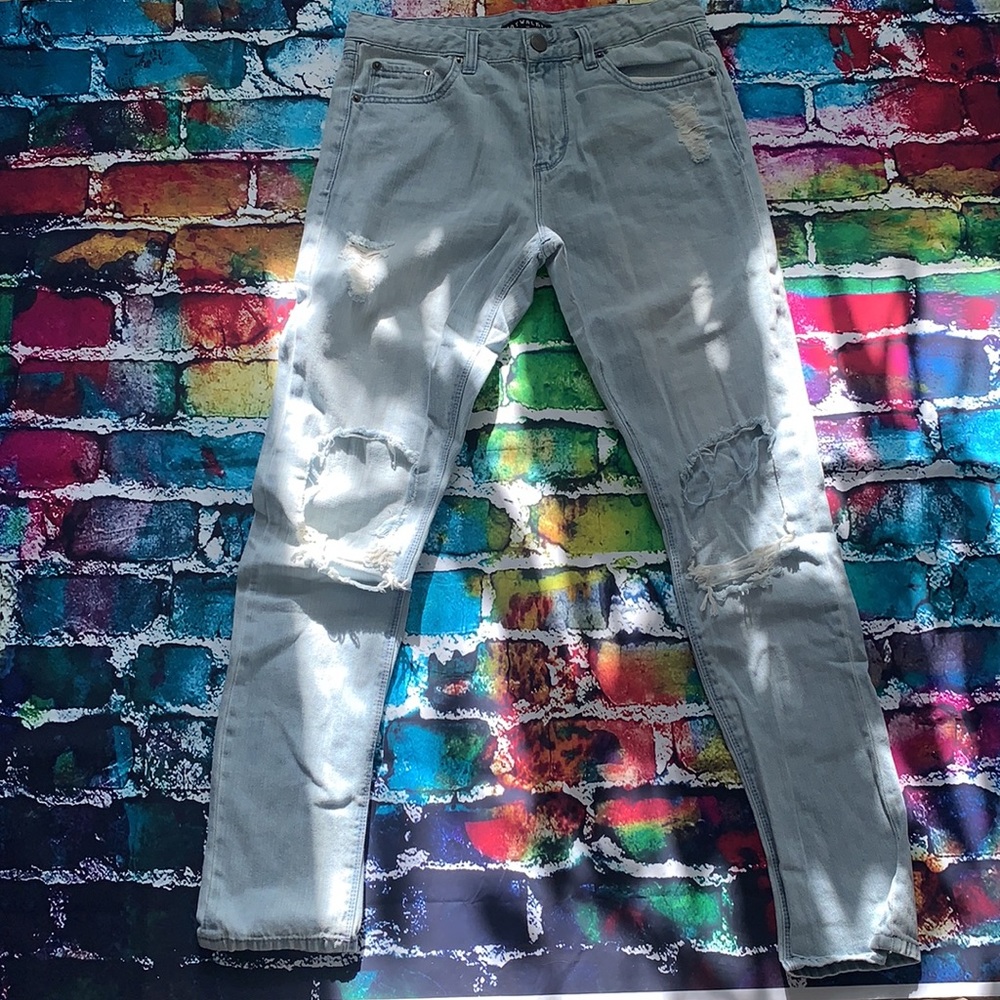 Men Washed Ripped Skinny Jeans